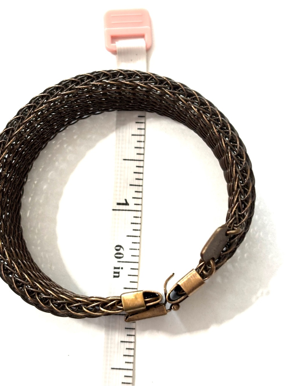 Karen Palmer Signed Vintage Bronze Tone Chainmaille Mesh Necklace Bracelet Set - Picture 8 of 9